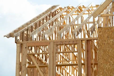 Rafters and frame house Stock Photos