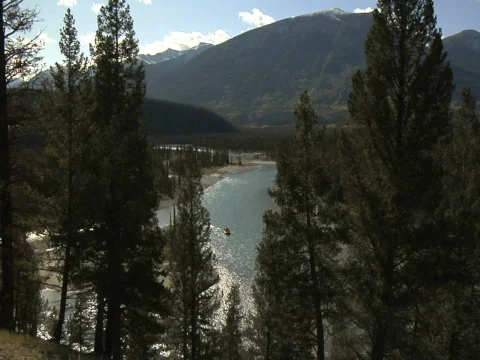 Rafters Athabasca River WS push to CU Stock Footage 148790