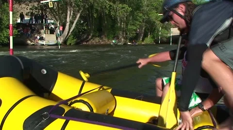 Rafters Flip Boat in Rapids 스톡 동영상 54603326