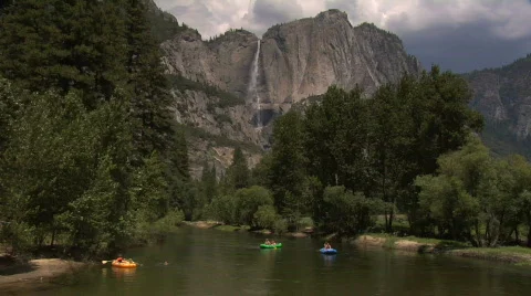Rafters on the Merced River Stock Footage 418690