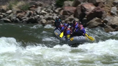 Rafters Speed into Rapids Video stock 54596477