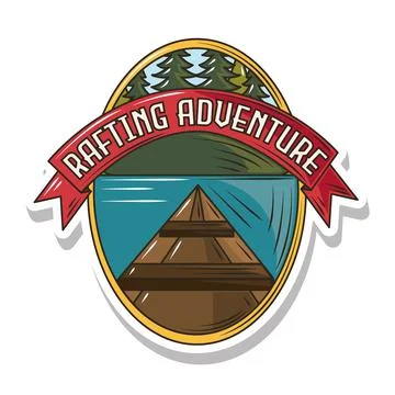 Rafting adventure patch Illustrazione stock