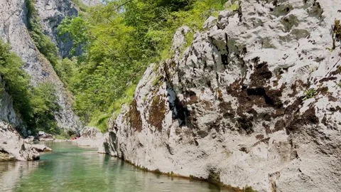Rafting among white cliffs and forests on the Neretva River. Stock Footage 283473435