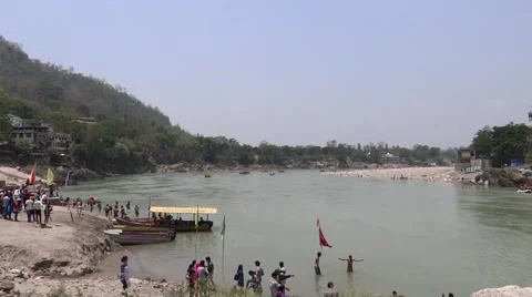 Rafting, Boating &amp; Bathing in Ganga River in Rishikesh 스톡 동영상 50164591