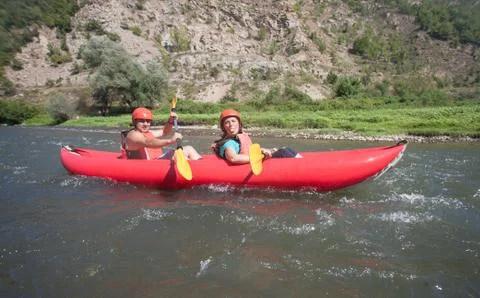 Rafting Canoe River Stock Photos