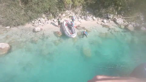 Rafting cliff jump Stock Footage 170928867