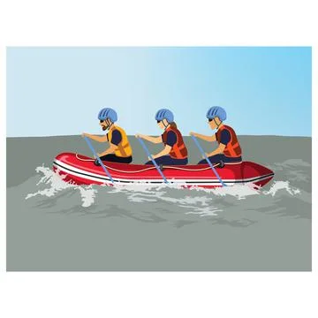 RAFTING COMPETITION Stock Illustration