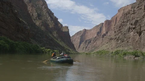 Rafting Down Calm Green River Canyon Colorado Stock-Footage 121590760