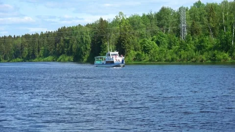 Rafting down the river on a motor ship Stock Footage 252741602