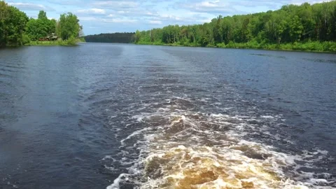 Rafting down the river on a motor ship Stock Footage 252741829