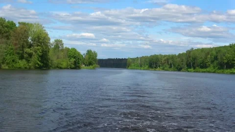 Rafting down the river on a motor ship Stock Footage 252741992