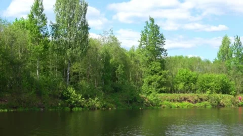 Rafting down the river on a motor ship Stock Footage 252742041