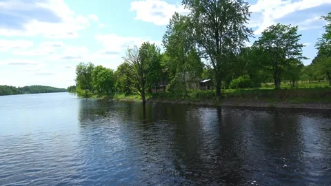 Rafting down the river on a motor ship Stock Footage 252742062