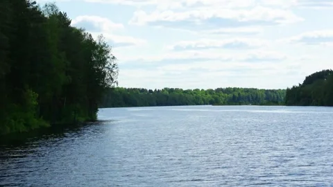 Rafting down the river on a motor ship Stock Footage 252742774