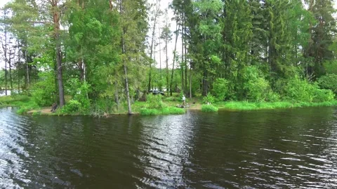 Rafting down the river on a motor ship Stock Footage 252742901