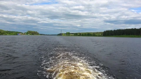 Rafting down the river on a motor ship Stock Footage 252743885