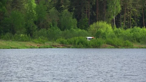 Rafting down the river on a motor ship Stock Footage 252743895