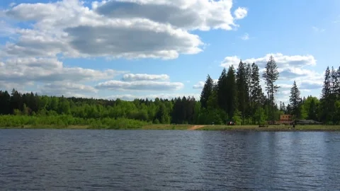 Rafting down the river on a motor ship Stock Footage 252744021