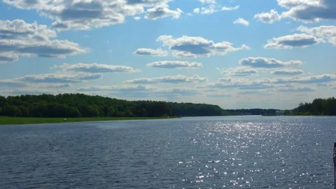 Rafting down the river on a motor ship Stock Footage 252744142
