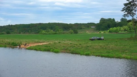 Rafting down the river on a motor ship Stock Footage 252744331