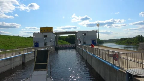 Rafting down the river on a motor ship Stock Footage 252744479