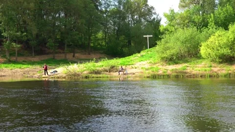 Rafting down the river on a motor ship Stock Footage 252744813