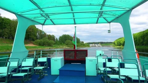 Rafting down the river on a motor ship Stock Footage 252744828