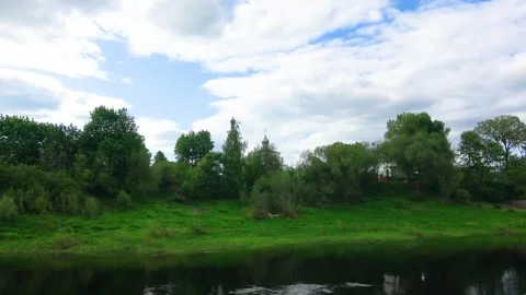 Rafting down the river on a motor ship Stock Footage 252744910