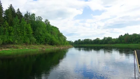 Rafting down the river on a motor ship Stock Footage 252745087