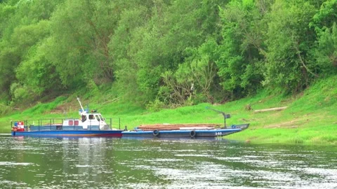 Rafting down the river on a motor ship Stock Footage 252745220