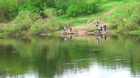 Rafting down the river on a motor ship Stock Footage 252745364