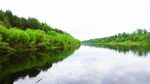 Rafting down the river on a motor ship Stock Footage 252745477
