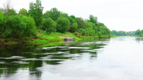 Rafting down the river on a motor ship Stock Footage 252745629