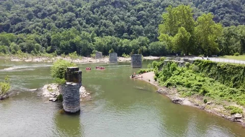 Rafting down the Shenandoah River Stock Footage 143286922