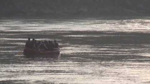 Rafting in the evening Stock Footage 72333145