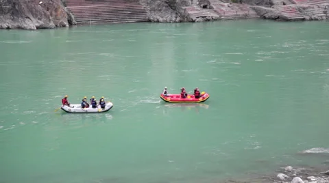 Rafting in Ganges, Rishikesh Stock Footage 45619164
