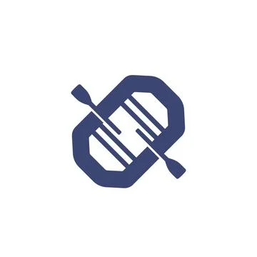 Rafting icon on white, top view Stock Illustration