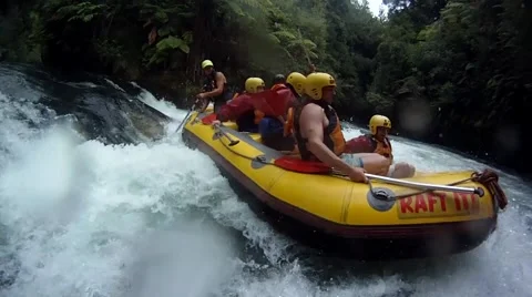 Rafting on the Kaituna River with GoPro. New Zealand Stock Footage 45346953