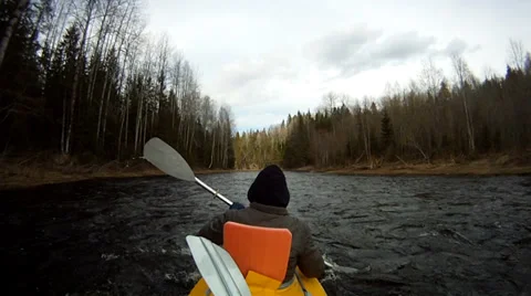 Rafting on a kayak Stock Footage 38614091