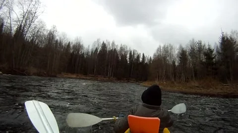 Rafting on a kayak  spring river Stock Footage 41302529