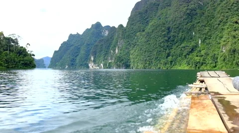 Rafting on the lake Ratchaprapa Surat Thani, Thailand Stock Footage 44488111