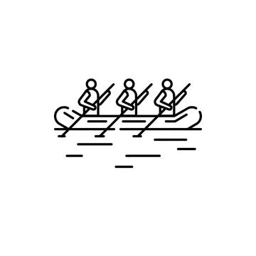 Rafting line icon. Isolated vector element. Stock Illustration