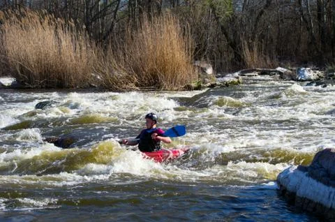 Rafting on the rapids of the river "Southern Bug". Stock Photos