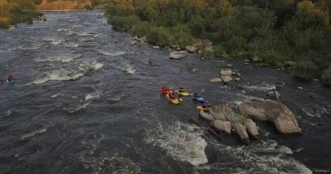 Rafting on river aerial 動画素材 97029779
