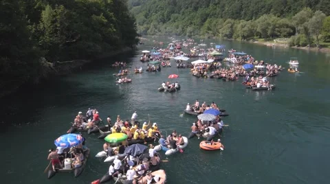 Rafting on river Drina Stock Footage 46686232