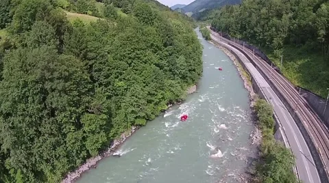 Rafting river in the mountain Stock Footage 48658333