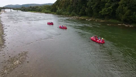 Rafting on the river in the mountains Stock Footage 172030352