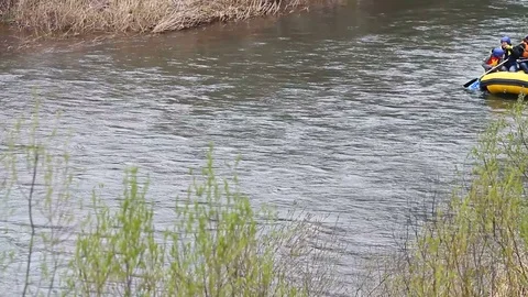Rafting on the river in the spring Stock Footage 69795523