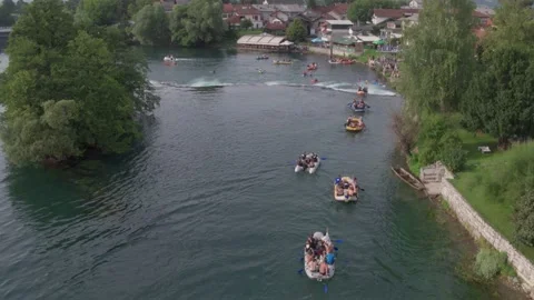 Rafting on river Una Stock Footage 147609602