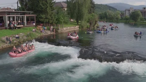 Rafting on river Una Stock Footage 147609834